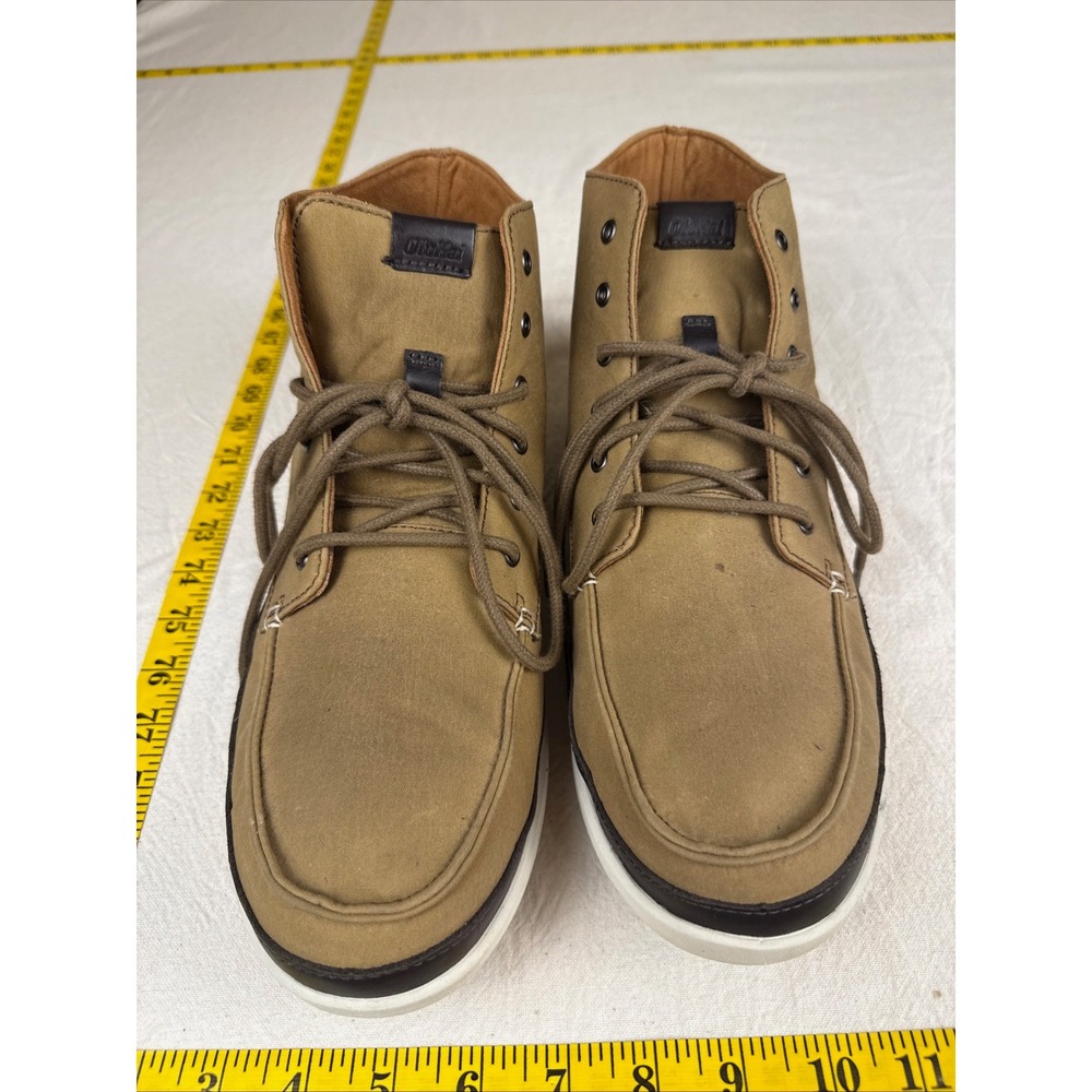 OluKai Nalukai Kapa Boot Mens 13 Tan Khaki Coastal Casual Canvas Chukka Boots